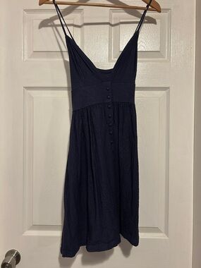 Roxy Navy Textured Spaghetti-Strap Midi Dress